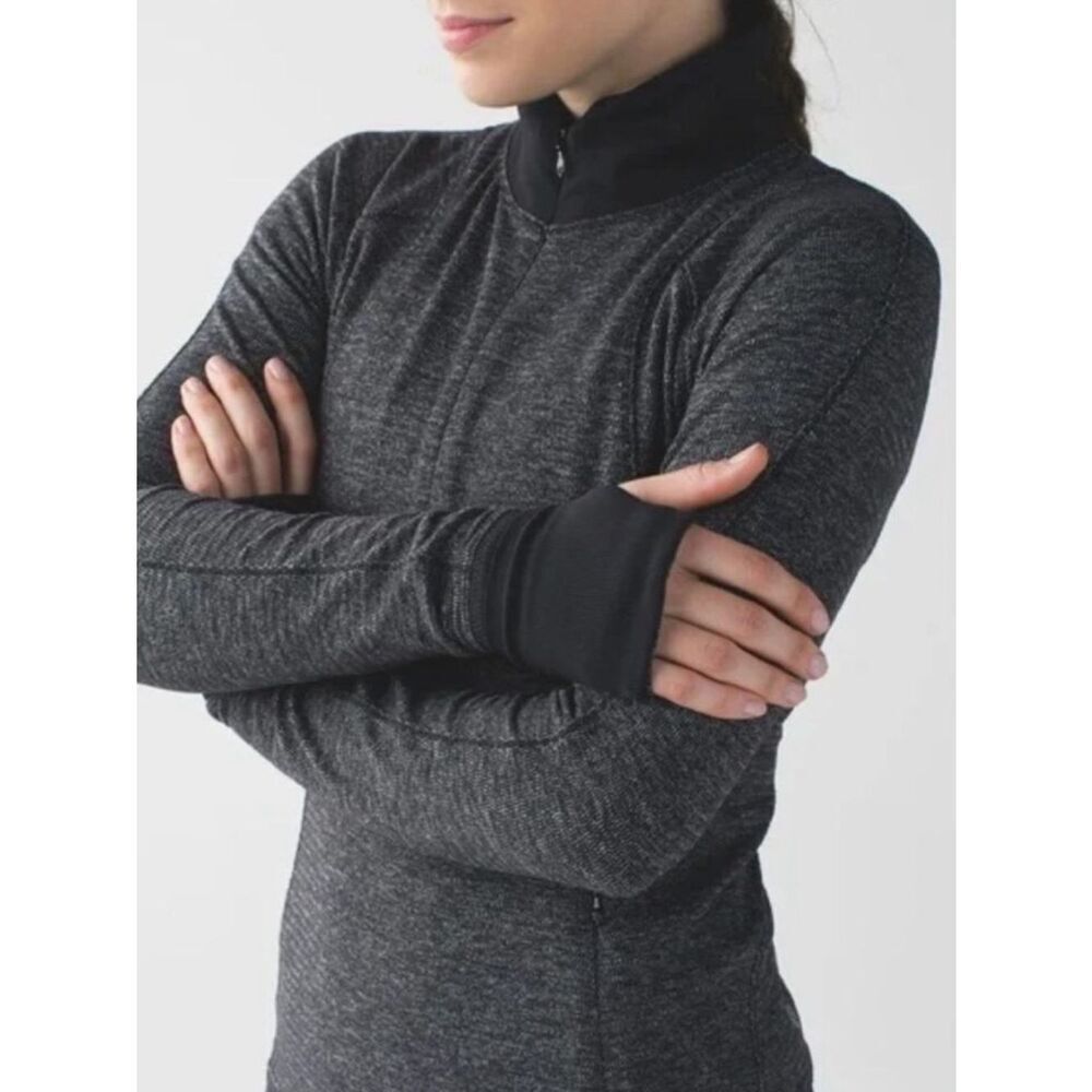 Lululemon Runderful Half Zip Jacket Long Sleeve Heathered Black Size 6